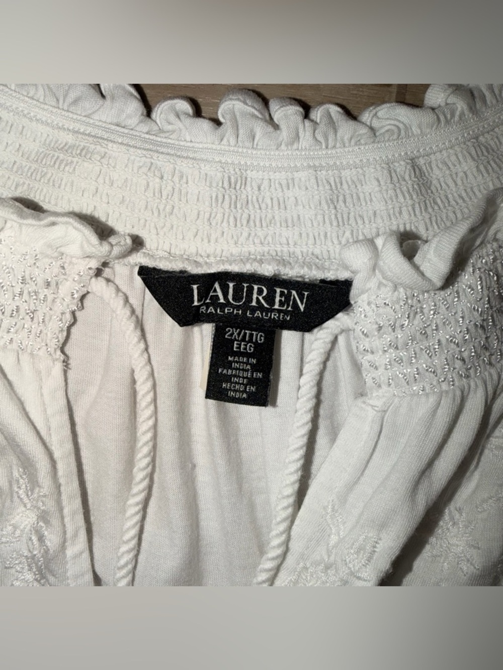 Lauren Ralph Lauren Embroidered Jersey Puff-Sleeve Top/ Blouse Women’s Size 2X - Picture 8 of 16